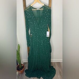 Unique Vintage 1970s Green Stars Farrah Maxi Dress